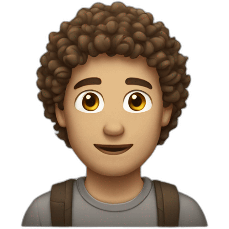 Guy with brown curly hair emoji