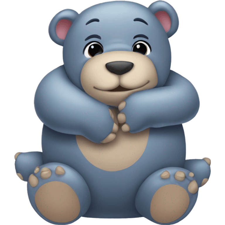 teddy bear hugging a baby hippo emoji