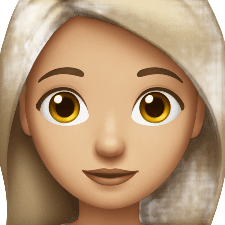 Girl with brown straight hair and lashes emoji