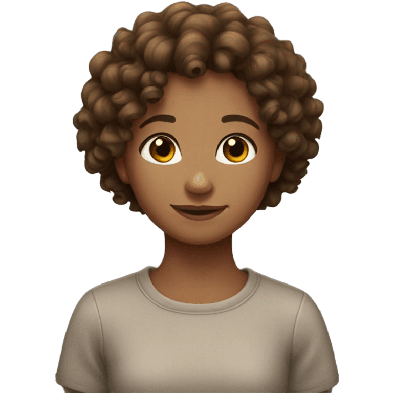 Curly hair girl with brown hair emoji