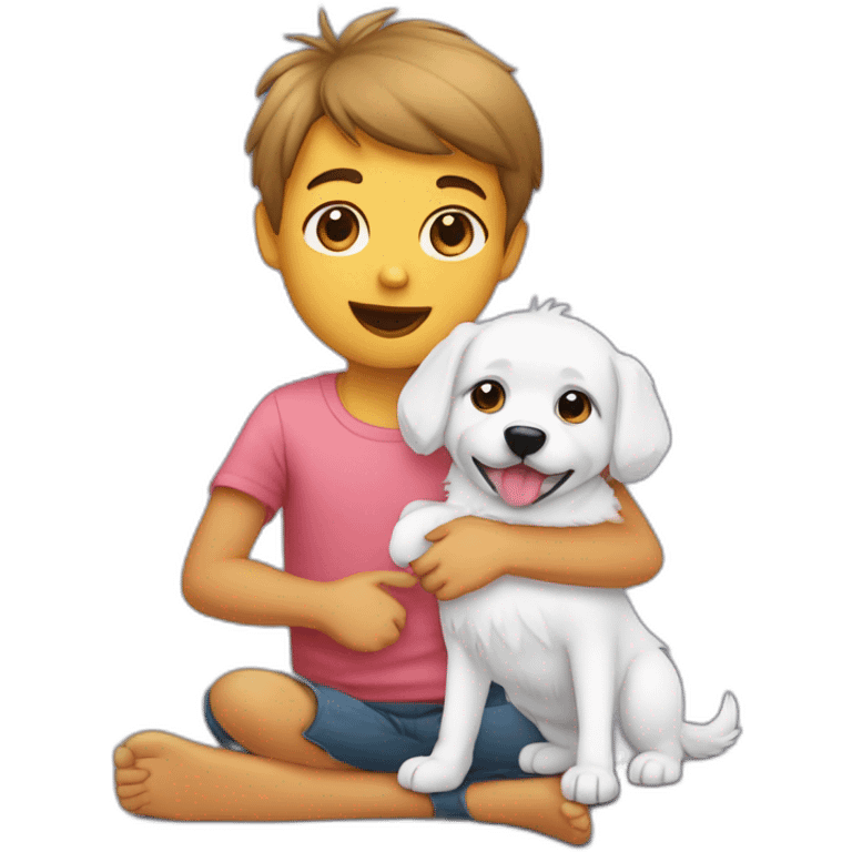 Bébé humain avec un chien spitz  emoji