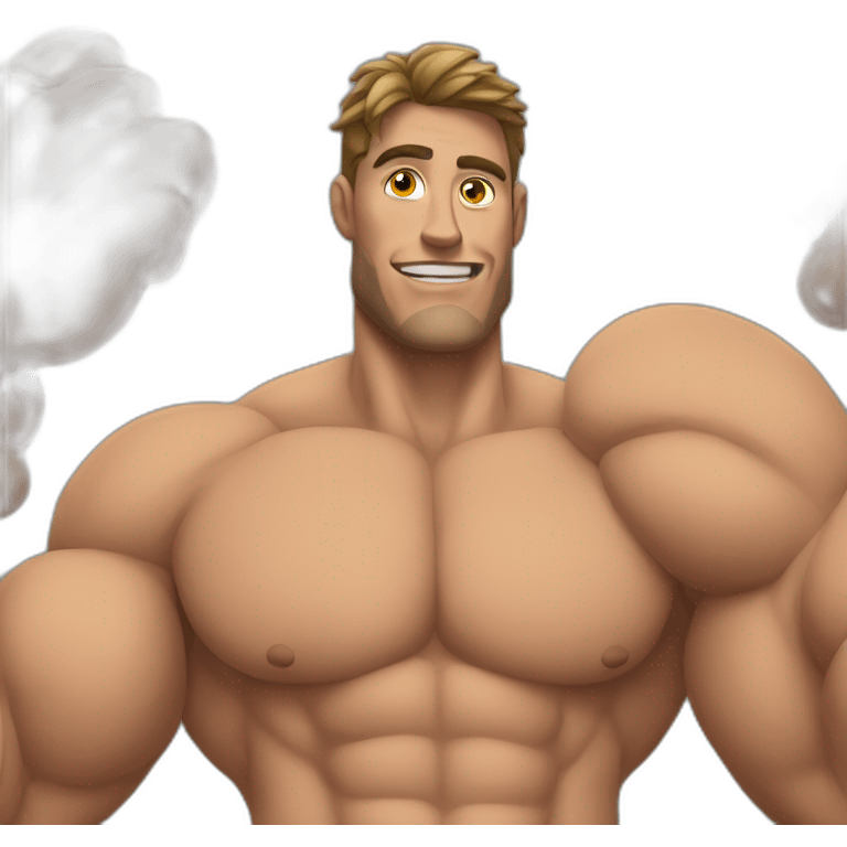 A guy with impossibly big muscles emoji