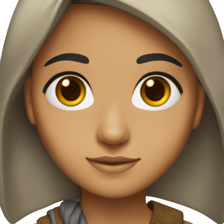 An afghan girl with olive skin color and black hair with brown eyes emoji