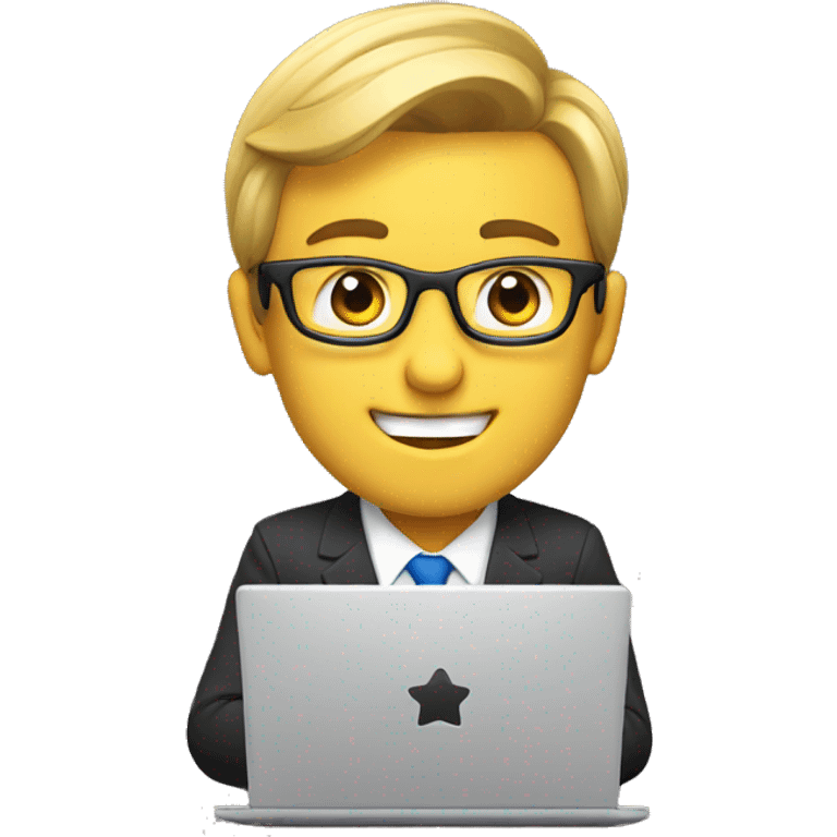 A realtor works with a laptop emoji