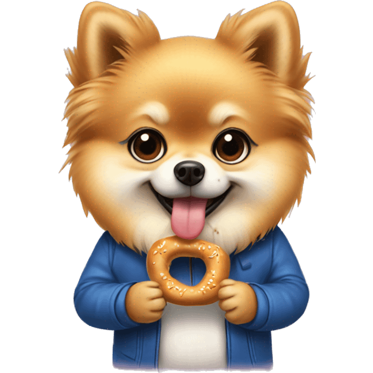 aesthetic pomeranian eating pretzel emoji