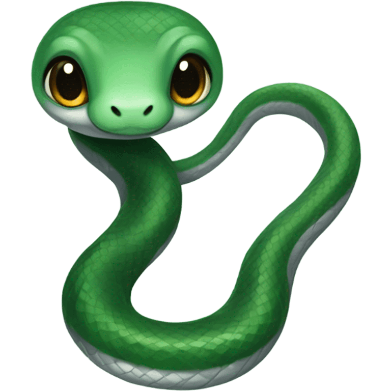 cute baby snake wearing Slytherin scarf emoji