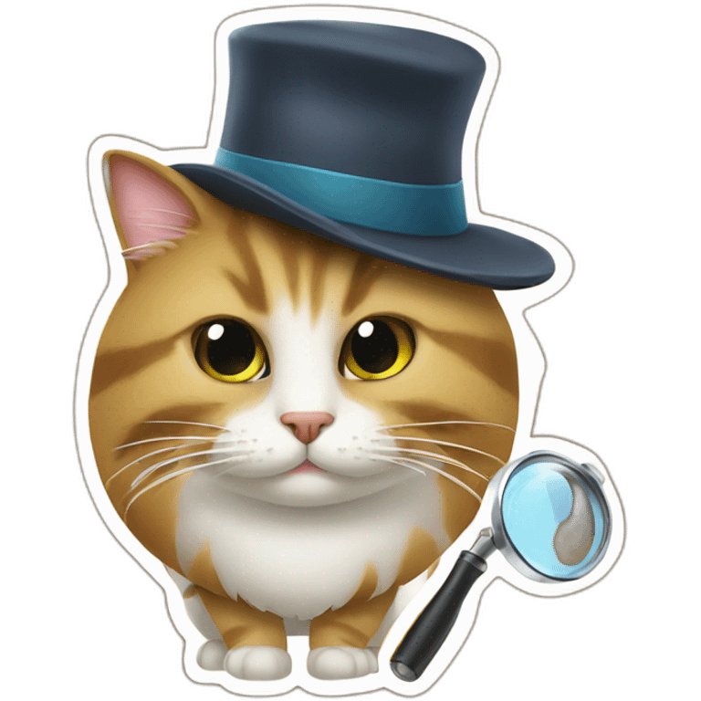 A inspector cat with hat and magnifying glass  emoji