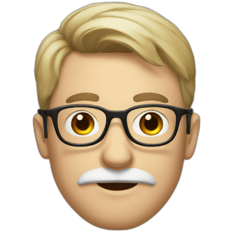 White guy with round glasses and moustache emoji