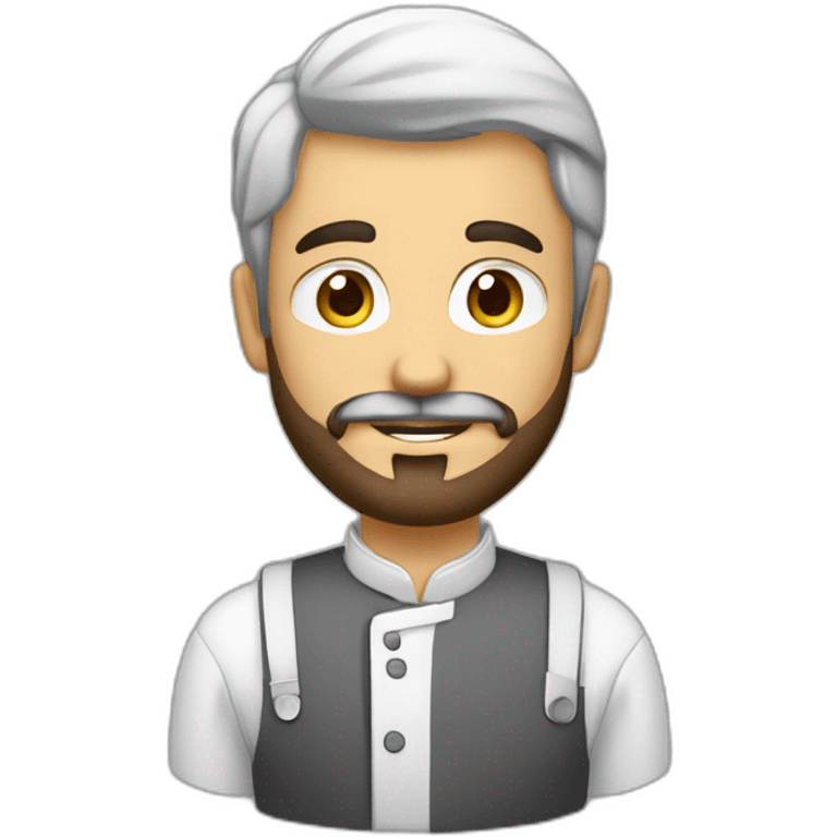 Cuisinier avec une barbe brune et des yeux gris clair emoji