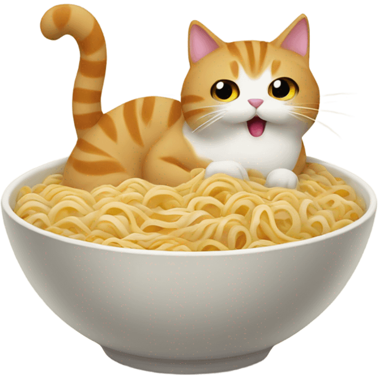 Cat eating ramen emoji