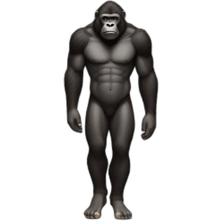 The combination of the body, legs and head of man and gorilla emoji