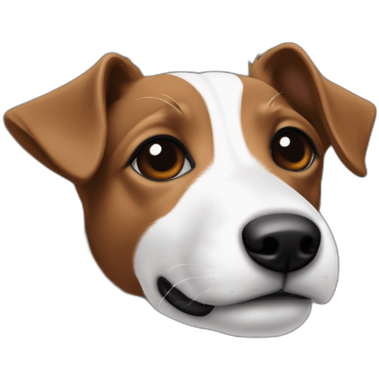 Jack russel noir et blanc avec des taches marron avec oreille dressée emoji