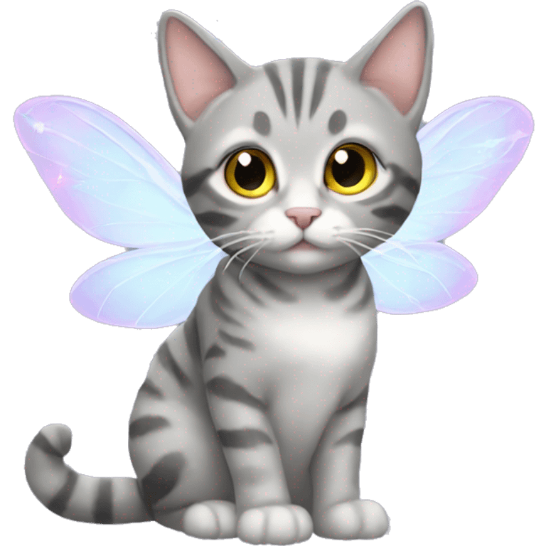 grey tabby cat with fairy wings emoji