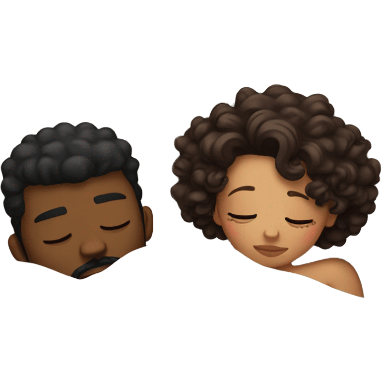 pretty thick latina with curly hair and attractive black boyfriend with beard sleeping  emoji