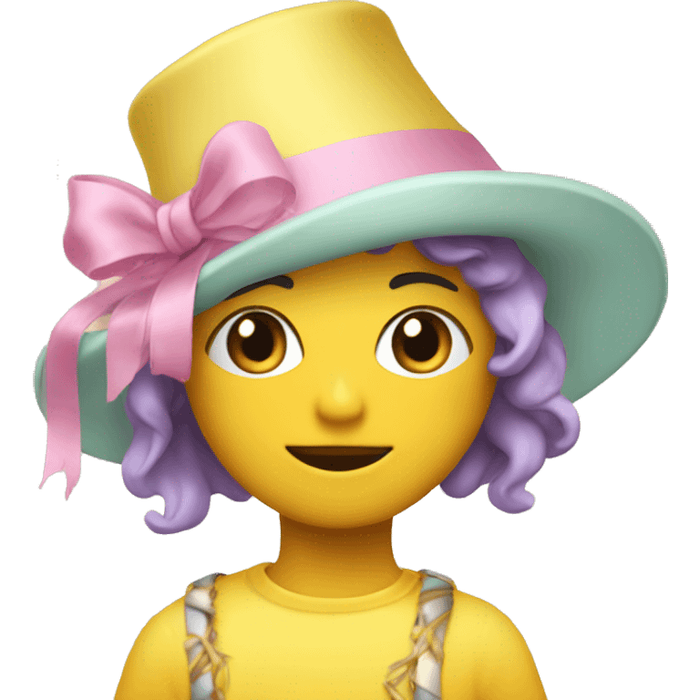 Persona amarilla con gorro de fiesta y pastel emoji