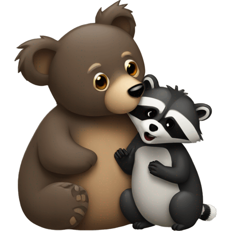 Bear kissing a raccoon  emoji