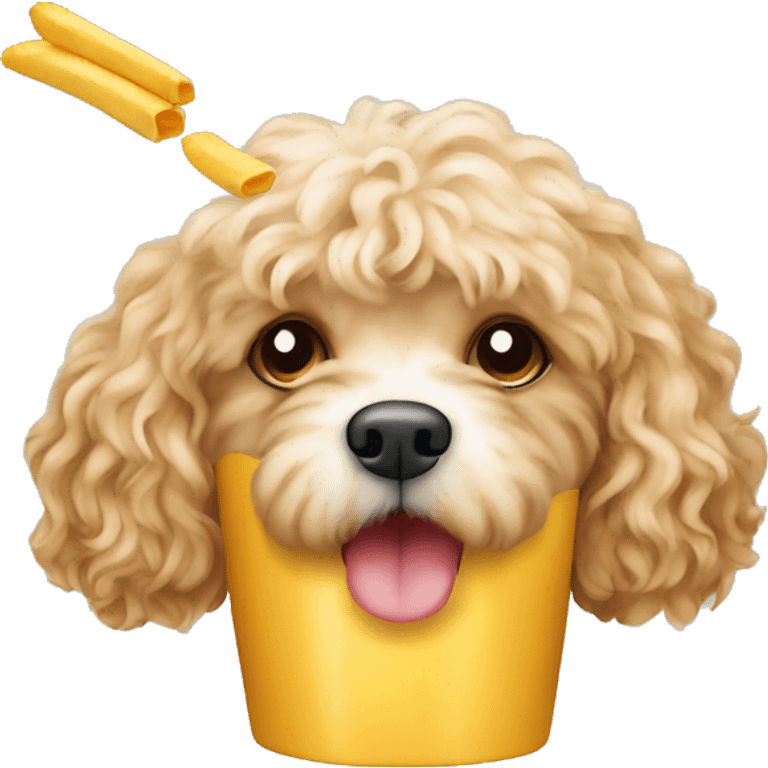 Cockapoo eating french fry emoji