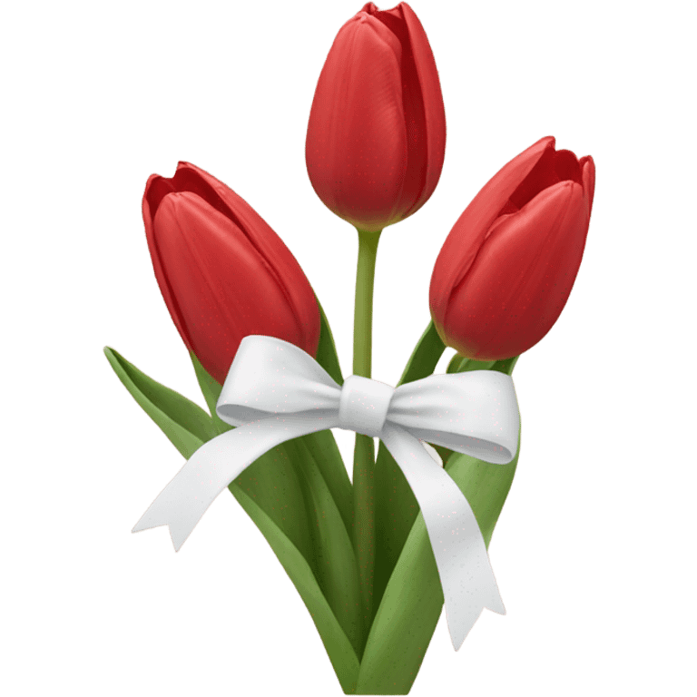 Red tulips with a white bow  emoji