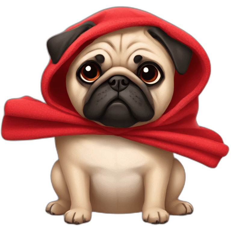 Pug with bow in a red blanket emoji