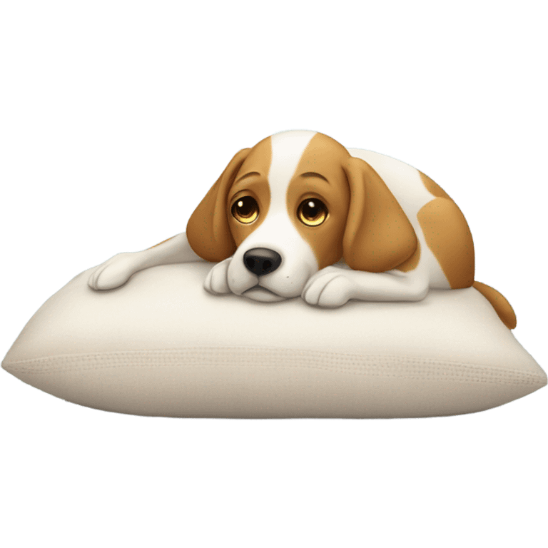 dog resting on soft pillow skinnier dog emoji