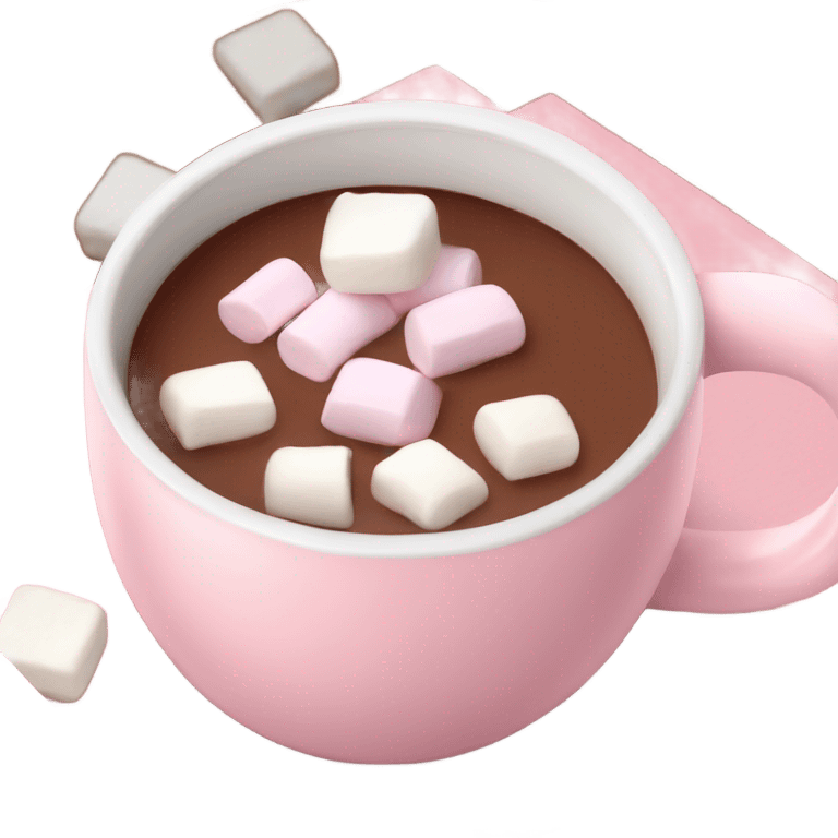 Light Pink mug of hot chocolate with marshmallows  emoji