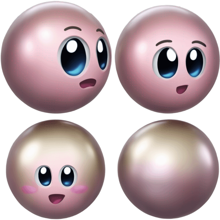 Metal cute Kirby ball driving on 4 car wheels emoji