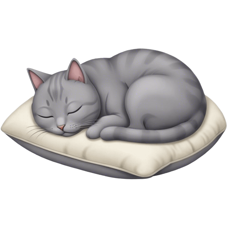 grey cat sleeping on the pillow  emoji