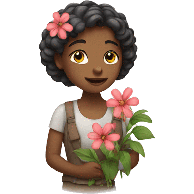 girl with flower emoji