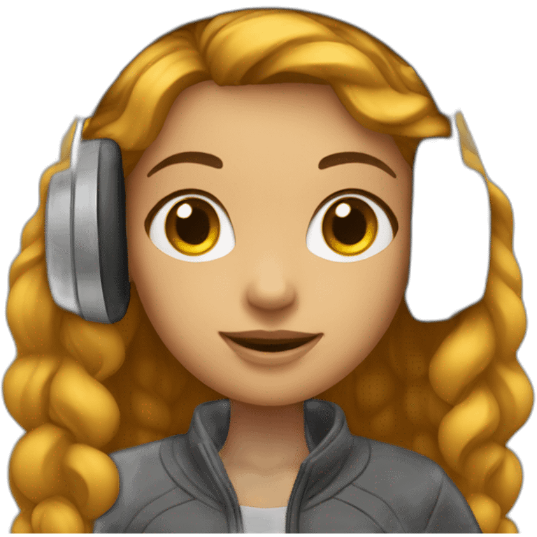 Girl in headphones with microphone emoji