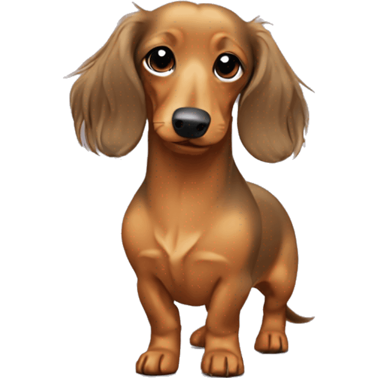 Tan long hair miniature dachshund with a spiked collar  emoji