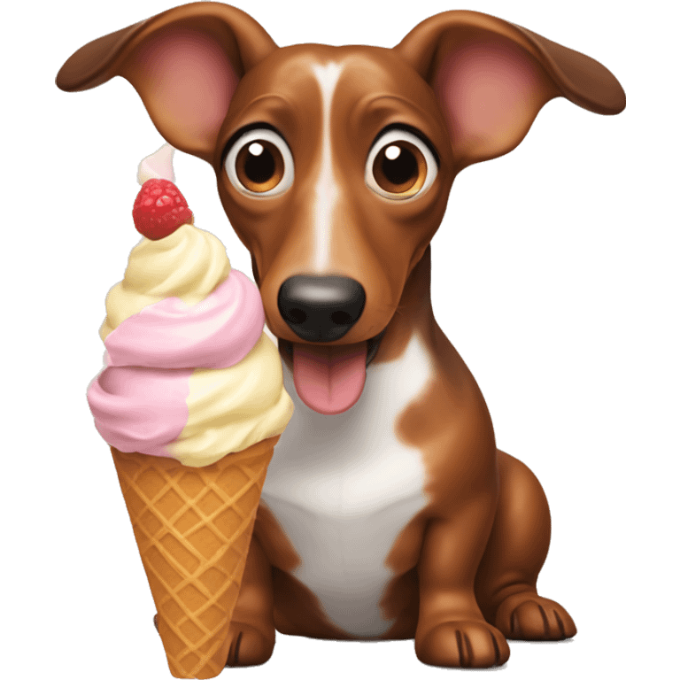 wiener dog eating ice cream emoji