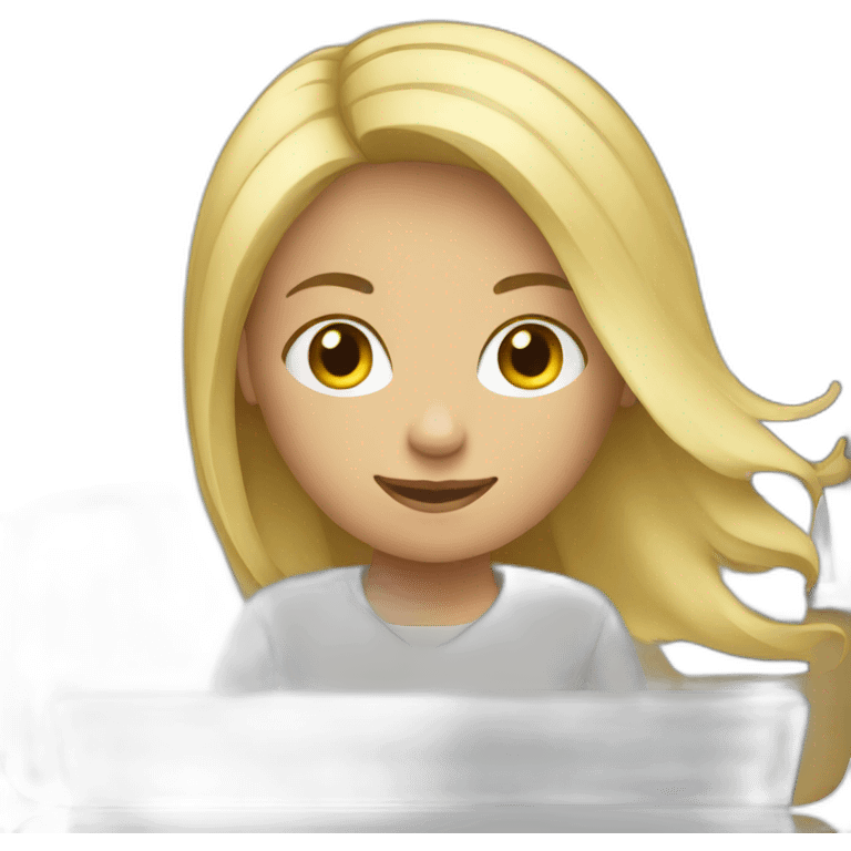 blond girl working on computer emoji