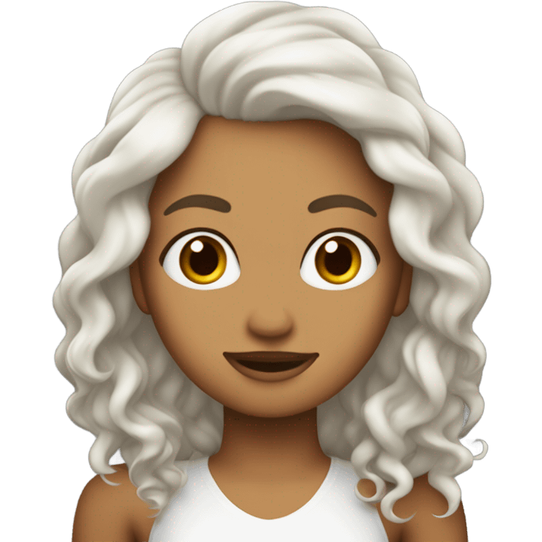 Chica de piel blanca con ondas en el pelo y castaña oscura emoji