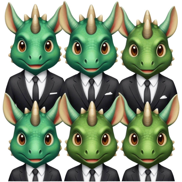 faces of different office green triceratops in a suit emoji