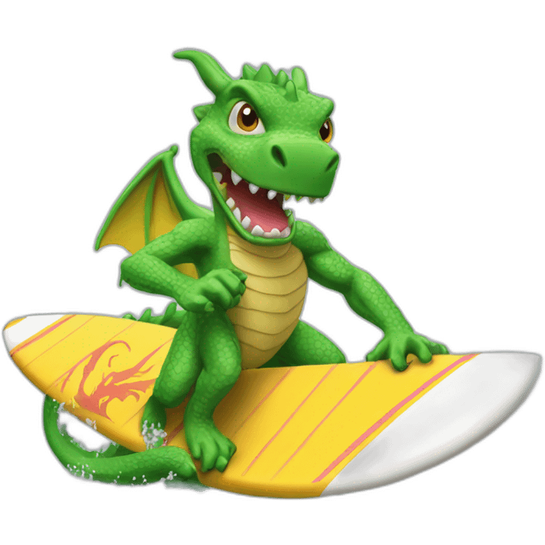 Surfeur sur dragon emoji