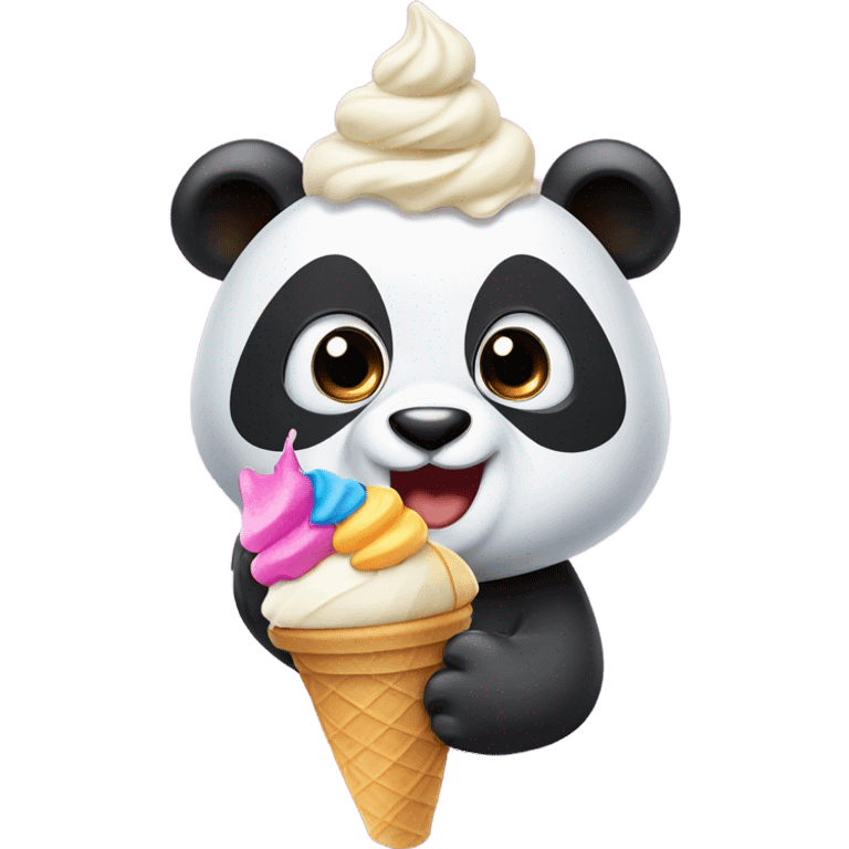 Panda eating ice cream emoji