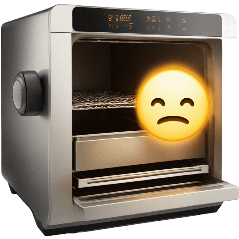 Gold light shining out of air fryer drawer  emoji