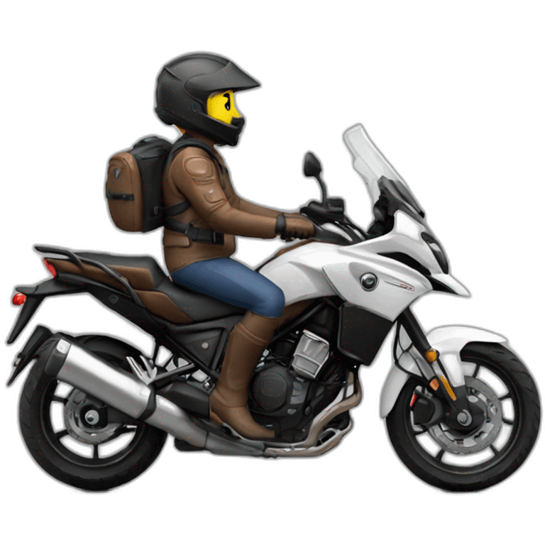 Moto vstrom con dos muñecos emoji