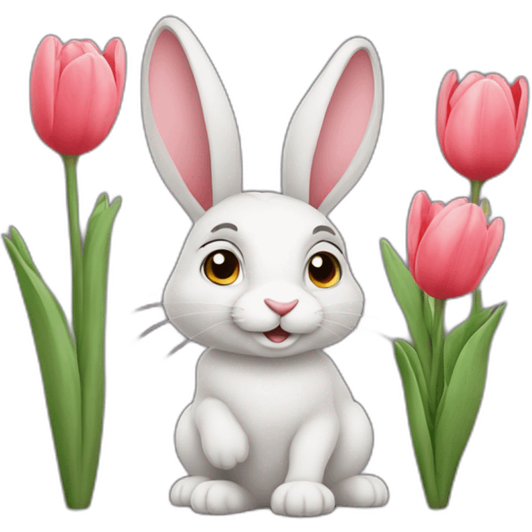 Rabbit with tulips emoji