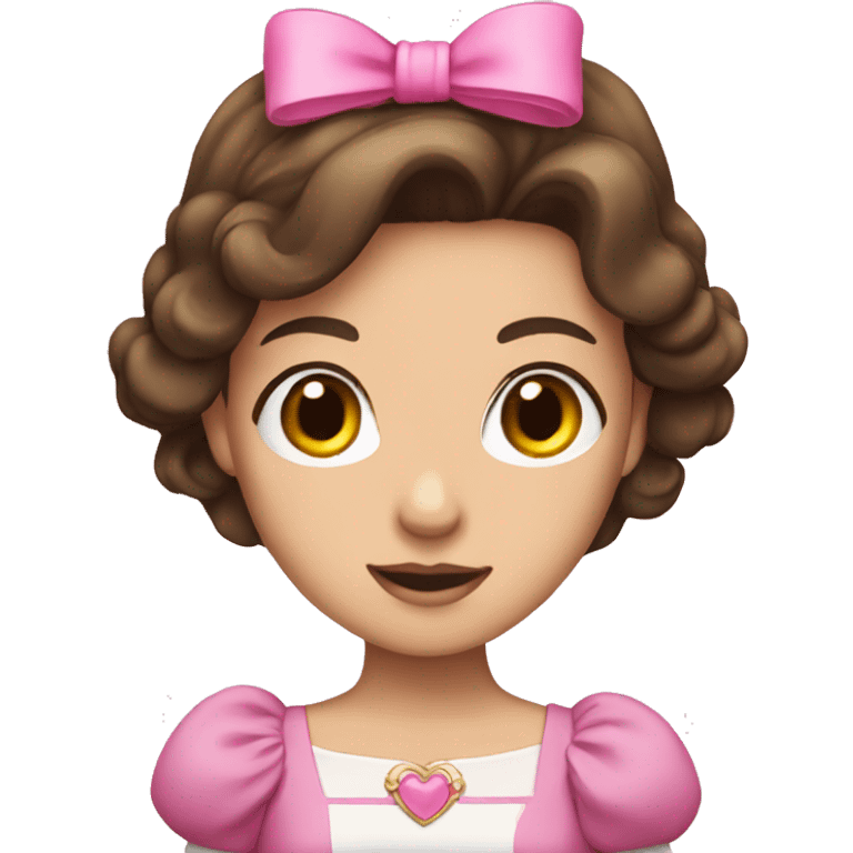 Brunette princess with a pink bow  emoji