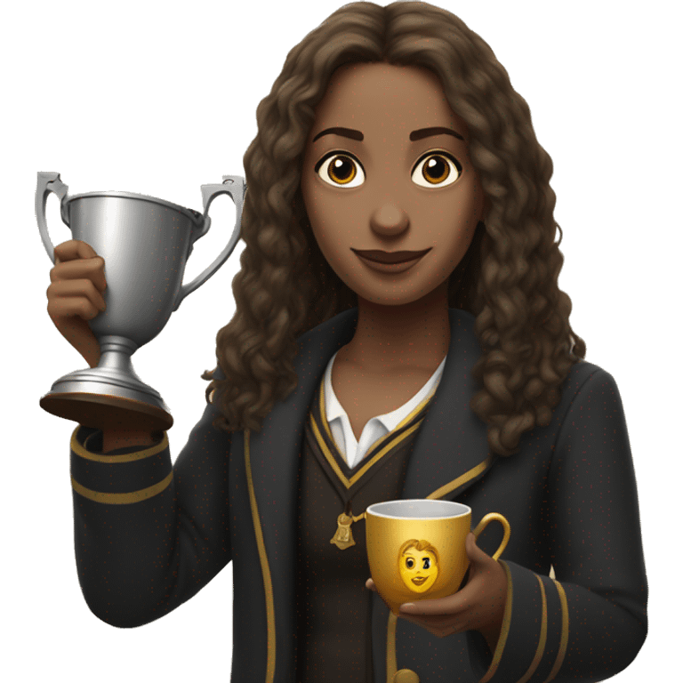 Hermione holds the winner's cup in her hand emoji