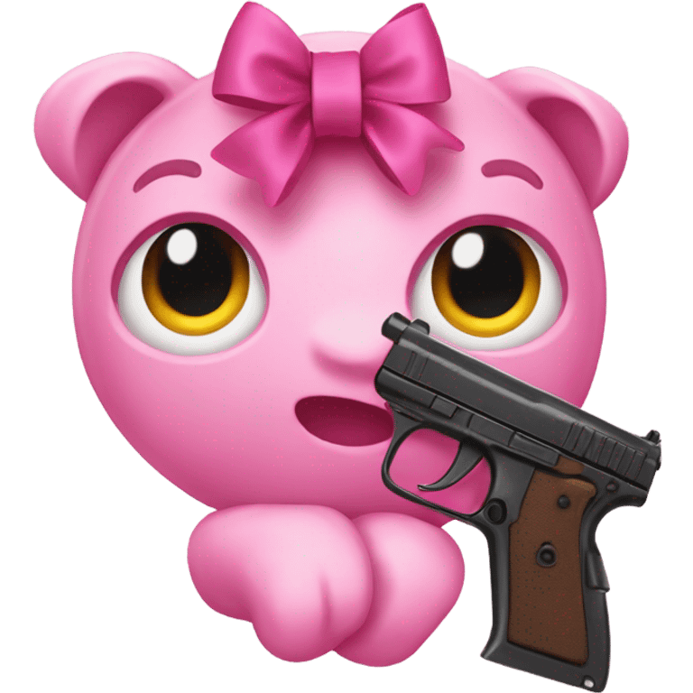 Pink bow with a toy gun emoji