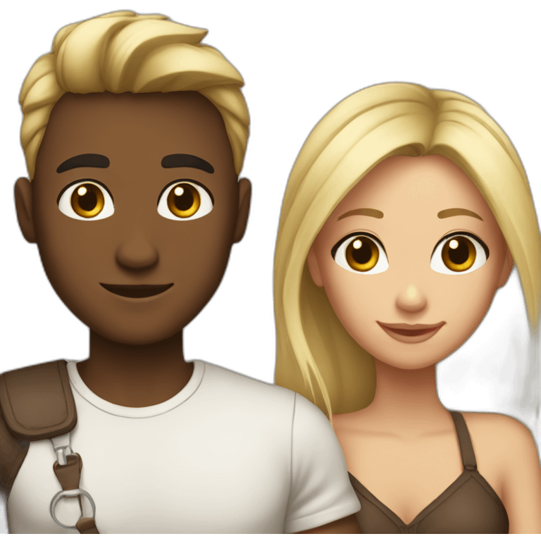 Cute couple blond and brune emoji