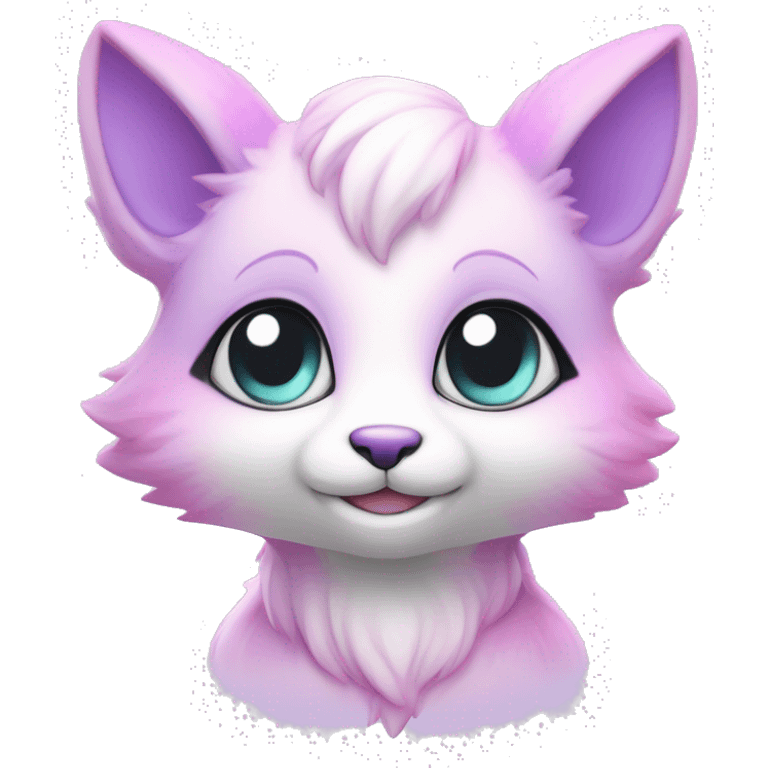 Kawaii cute colorful bright light pastel lilac-pink-white-gradient fantasy ethereal anthro fursona animal creature emoji