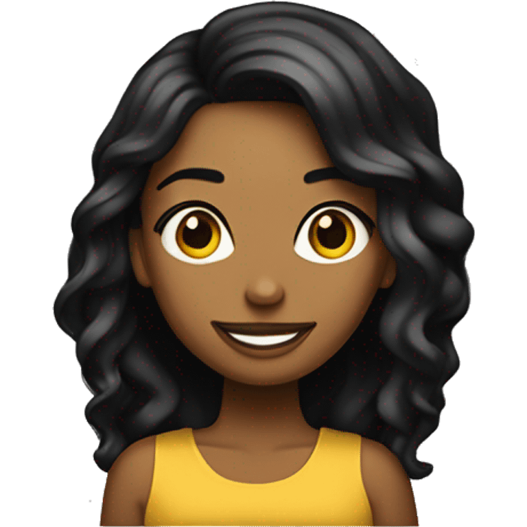 chica con cabello en la frente negro, de tez un poco morena emoji