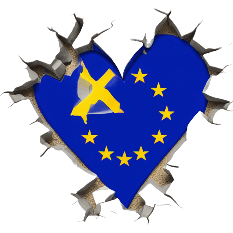 Broken heart with EU flag cracked emoji