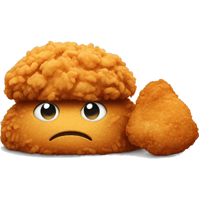 Sad face with fried chicken emoji