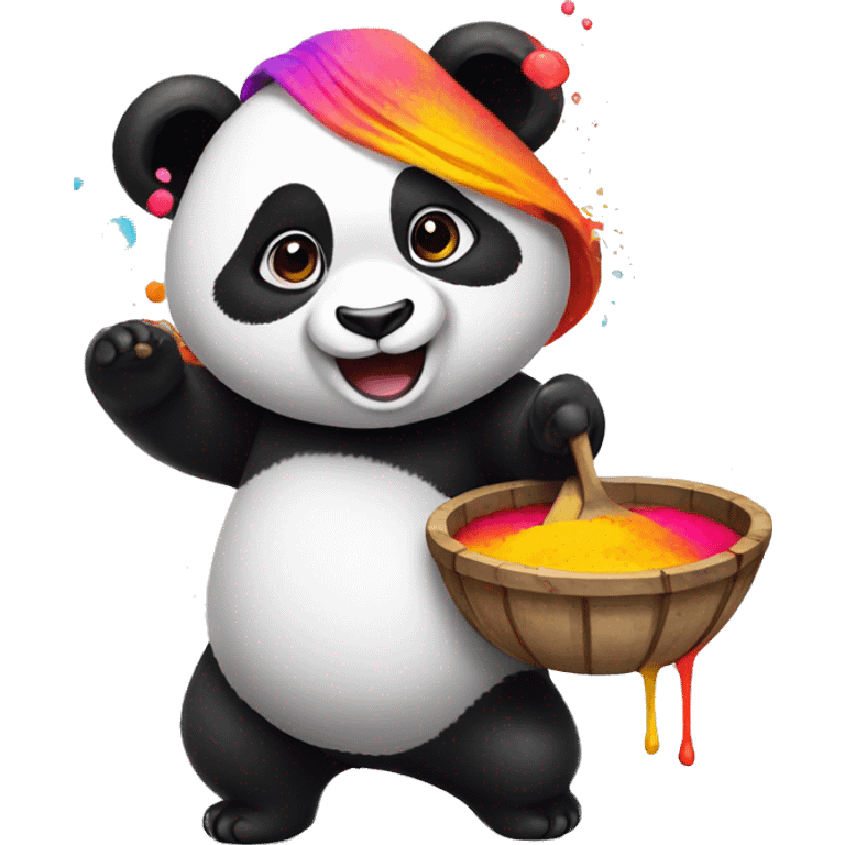 Panda playing holi emoji