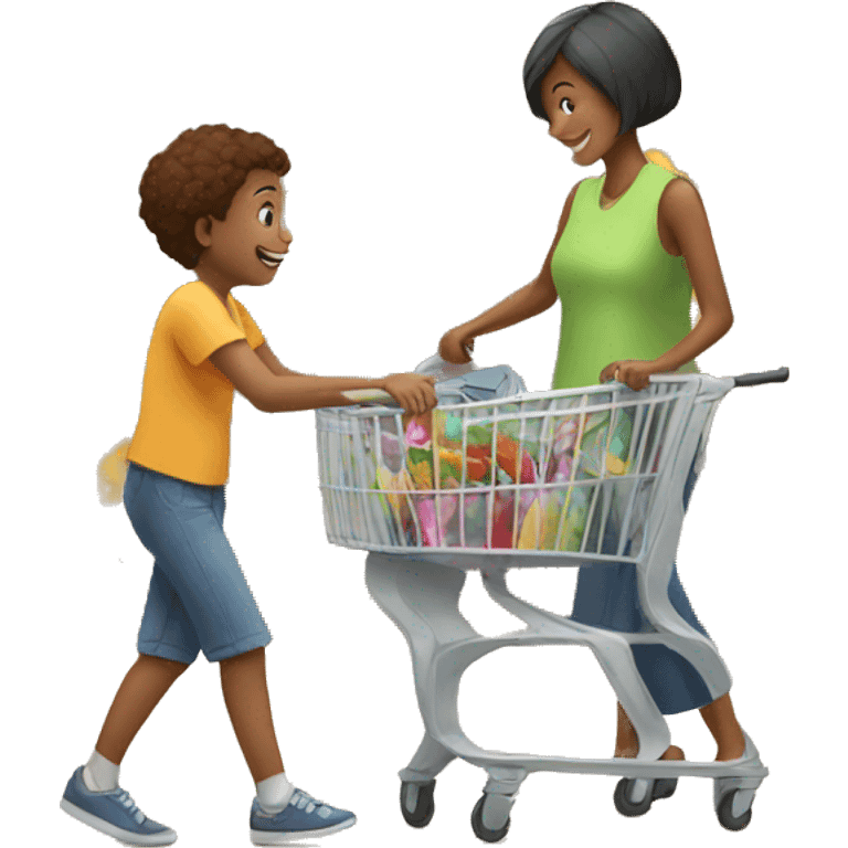 kid is helping his mom with shopping  emoji