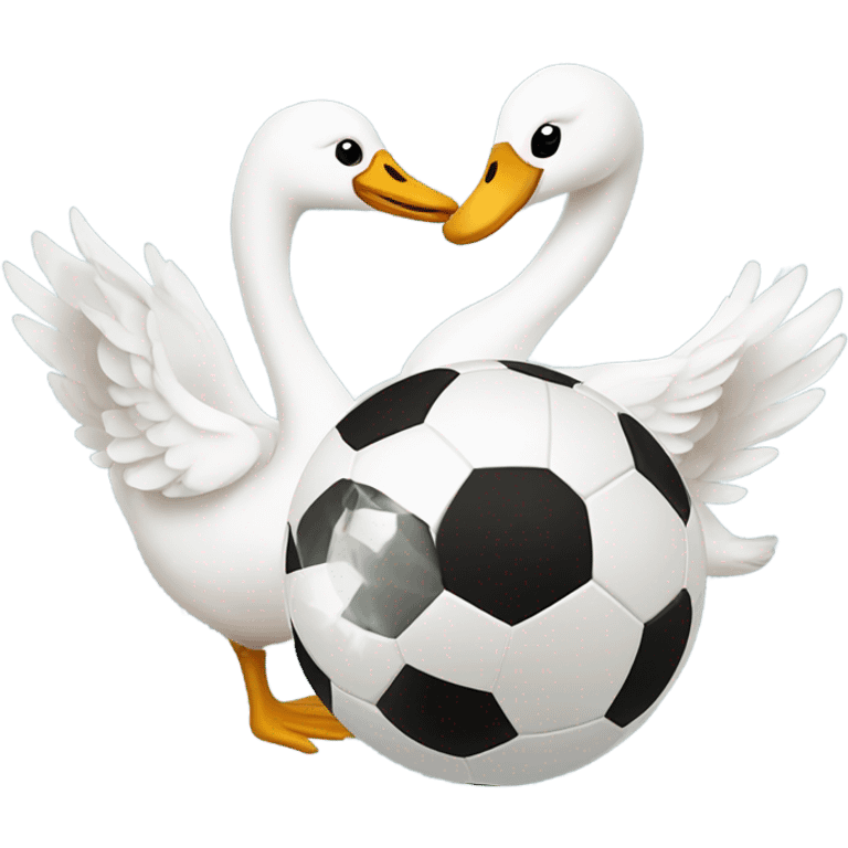 Swans playing soccer emoji